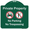 Signmission Private Property No Parking Or Trespassing W/ s Heavy-Gauge Aluminum Sign, 18" x 18", GW-1818-9916 A-DES-GW-1818-9916